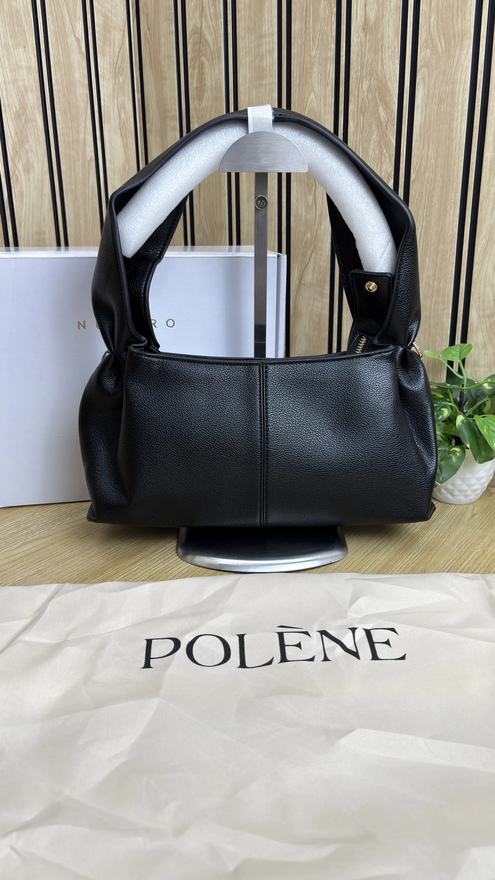 POLENE NUMERO NEUF EAST WEST TEXTURED EBONY
