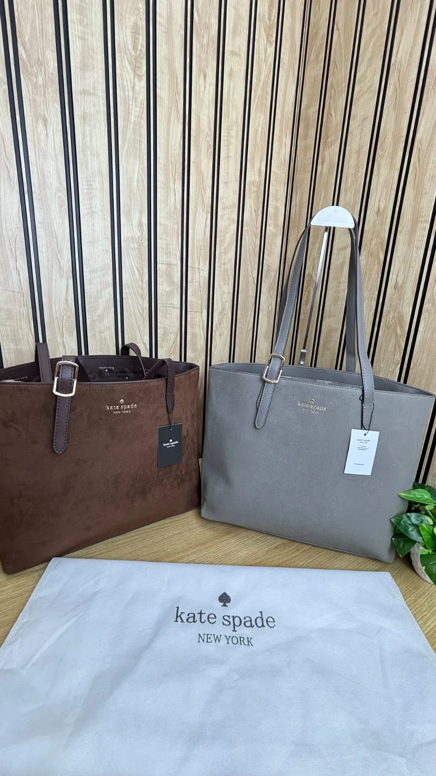 KATE SPADE  GREY 454 SUEDE LARGE TOTE