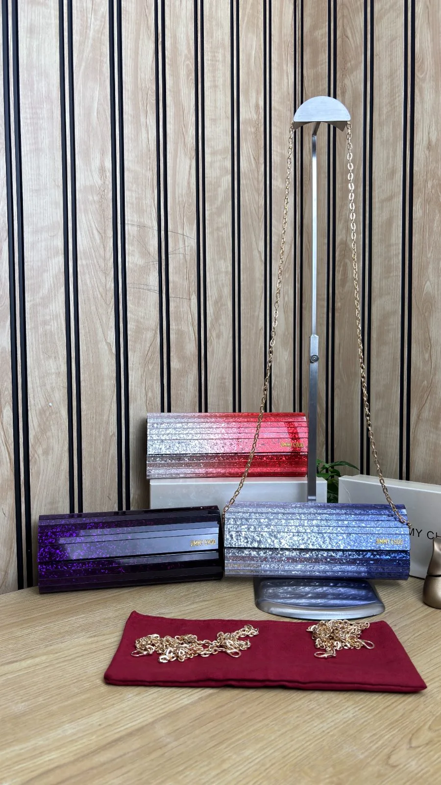 JIMMY CHOO SWEETIE TRIPLE-DEGRADE FOLDOVER.