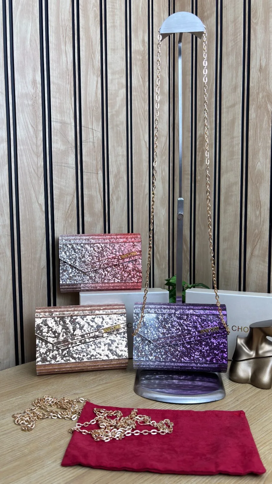 JIMMY CHOO CANDY GLITTER ACRYLIC CLUTCH BAG