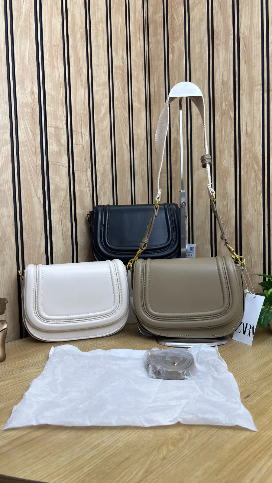 ZARA SADDLE BROAD CANVAS STRAP CROSSBODY BAG