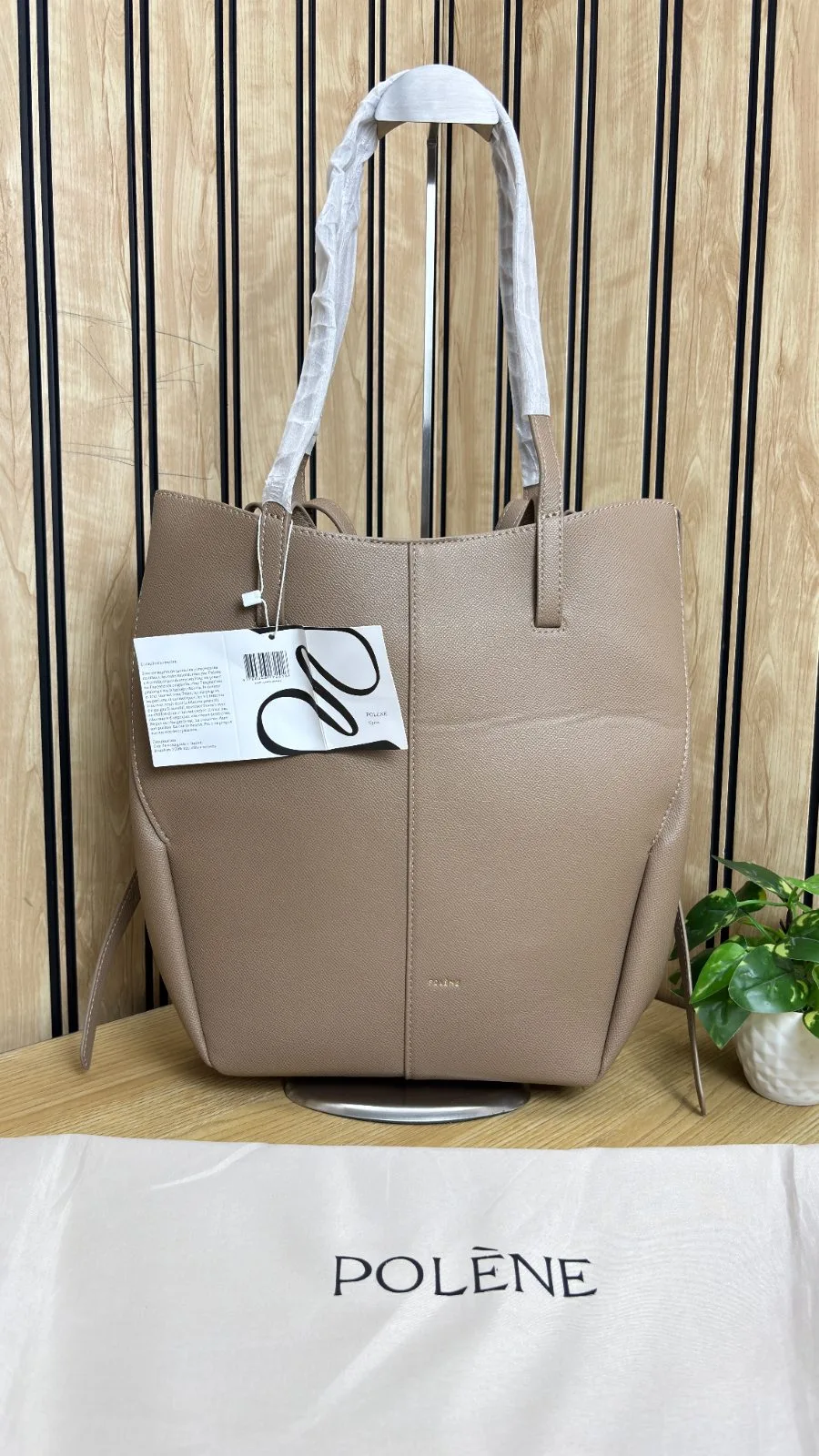 POLENE GRAINED LEATHER CYME TOTE BAG