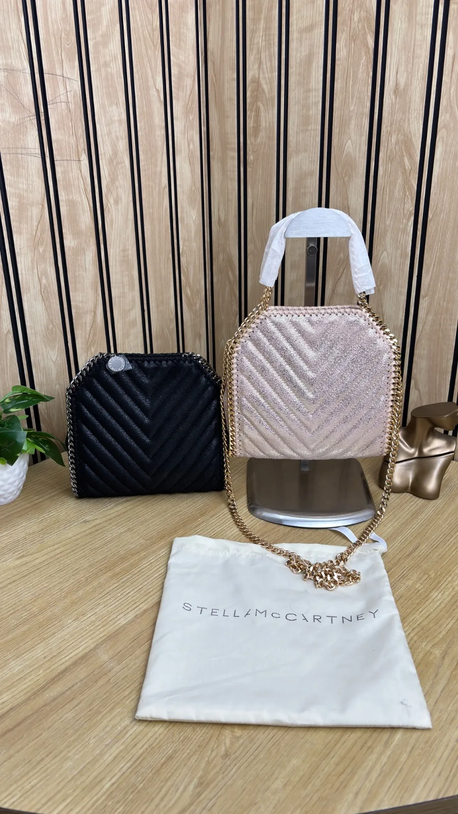 STELLA MCCARTNEY TINY FALABELLA SHINY DOTTED TOTE BAG