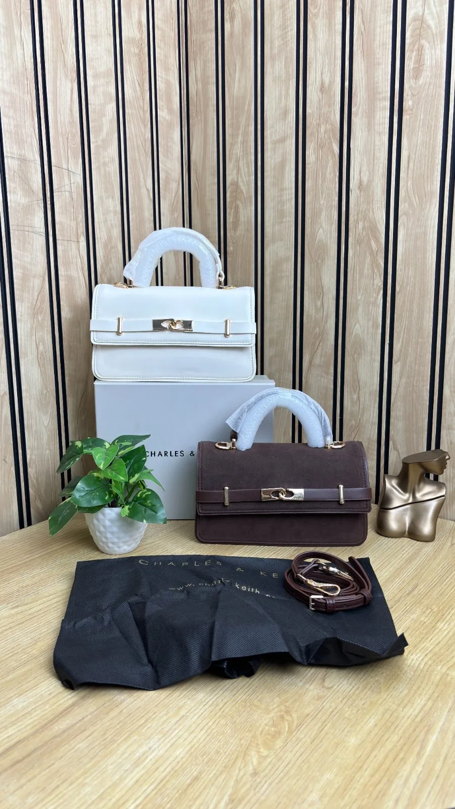CHARLES AND KEITH ARLET BELTED TOP HANDLE BAG