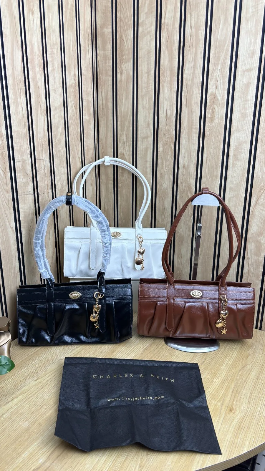 CHARLES & KEITH ISOLDE BELTED RUCHED SHOULDER BAG