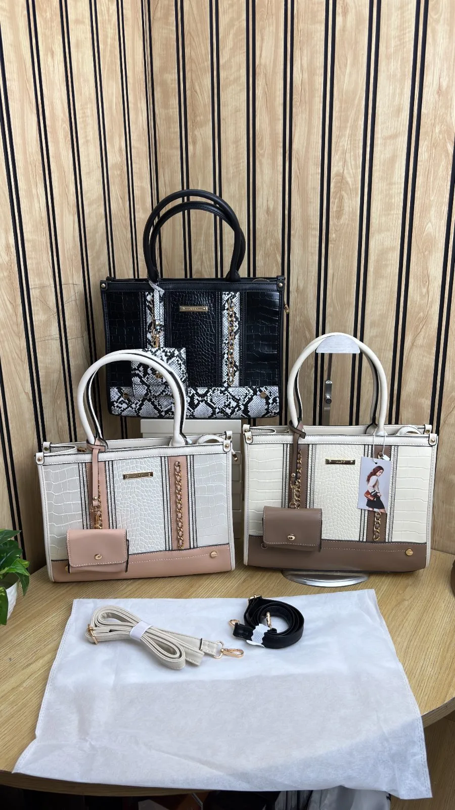 ALDO CROC TEXTURED SATCHEL BAG